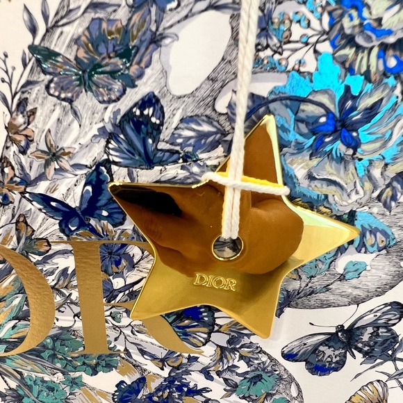 TWO RARE DIOR HOLIDAY GIFT SHOPPING BAG WITH RIBBON AND GOLD STAR 16.5x12x5 ⭐️ - Picture 6 of 7